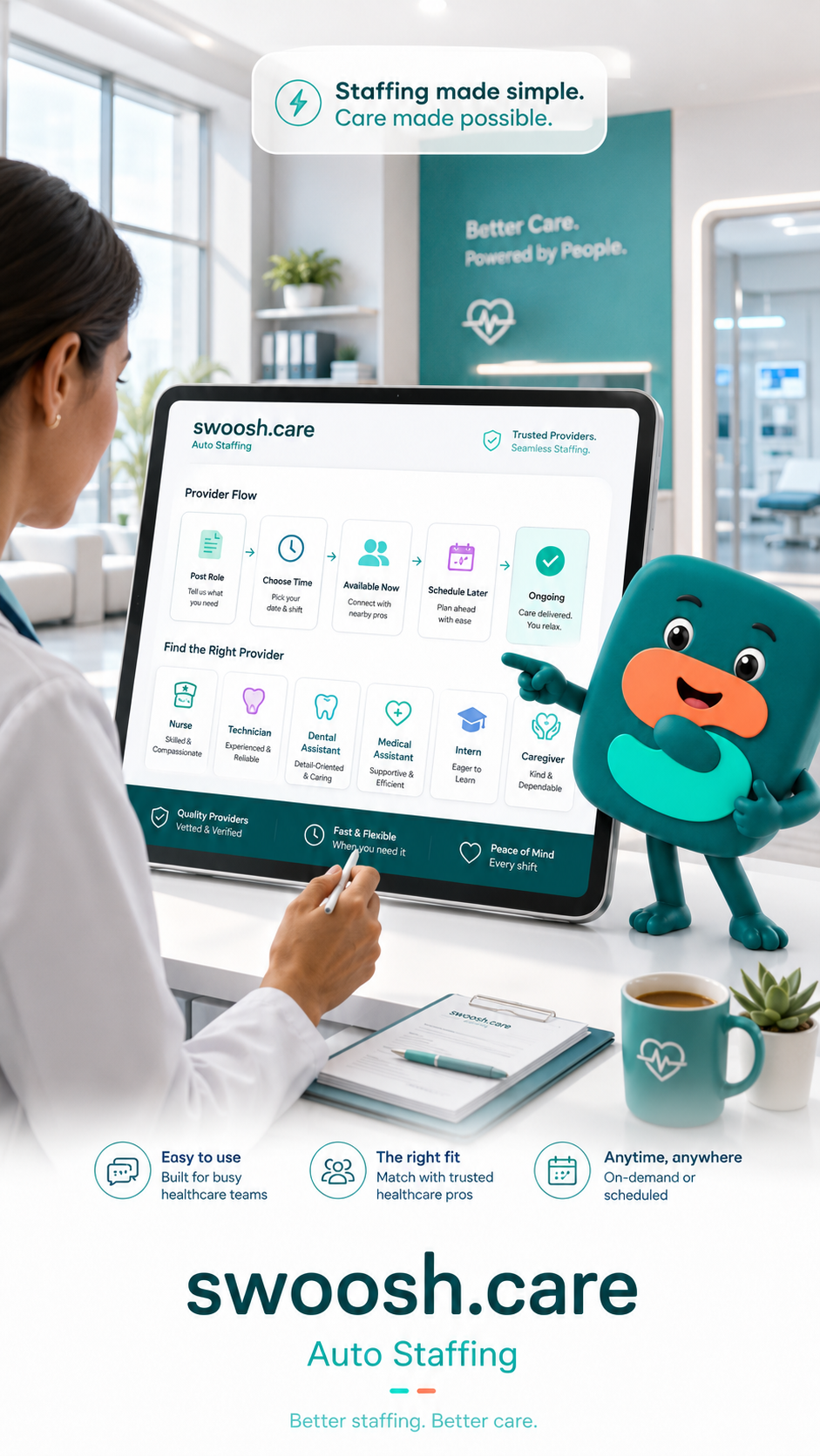 Auto Staffing provider flow - post role, choose time, get matched