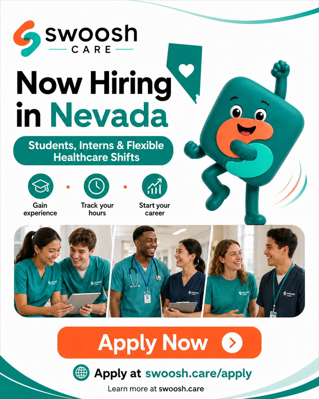 Swoosh Care now hiring students, interns, and flexible healthcare shifts in Nevada